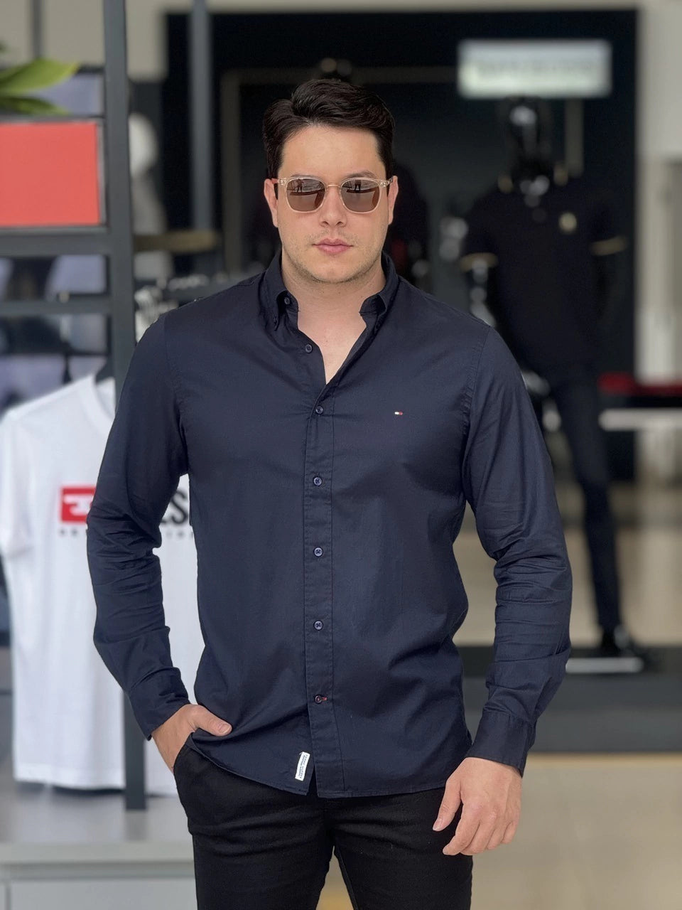 Camisa Tommy Hilfiger Manga Longa Thflex Regular Fit Masculino