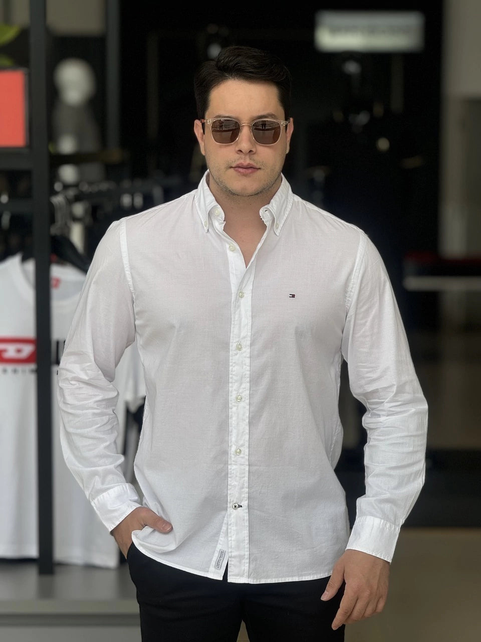 Camisa Tommy Hilfiger Manga Longa Thflex Regular Fit Masculino