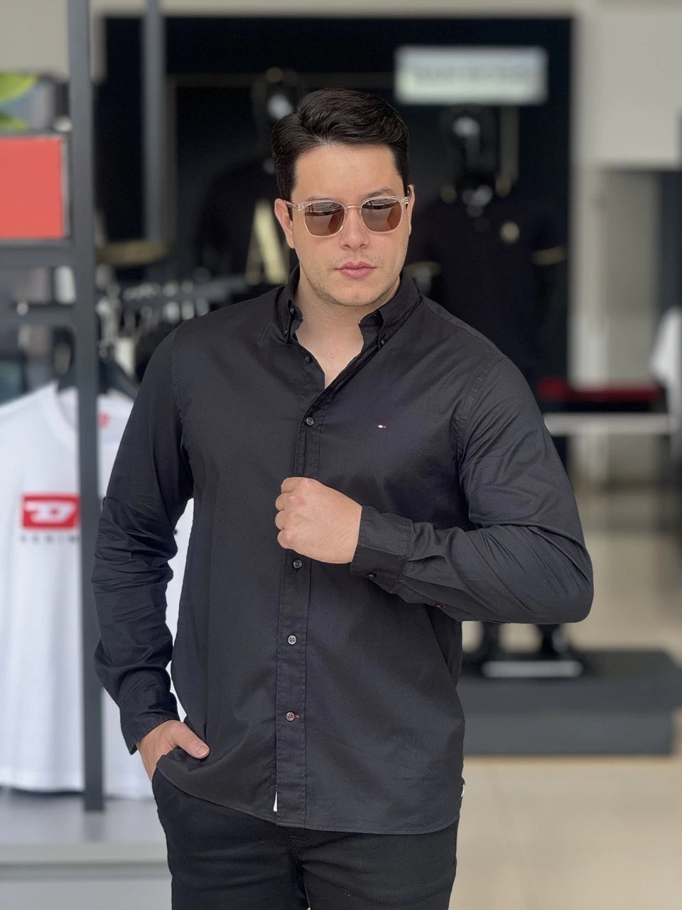 Camisa Tommy Hilfiger Manga Longa Thflex Regular Fit Masculino