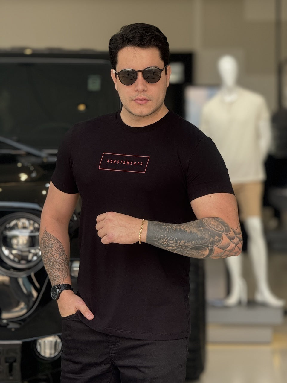 Camiseta Acostamento Black Elastano Masculino