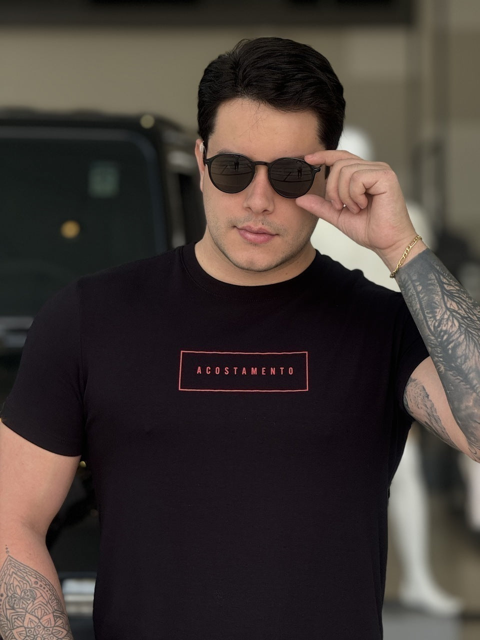 Camiseta Acostamento Black Elastano Masculino