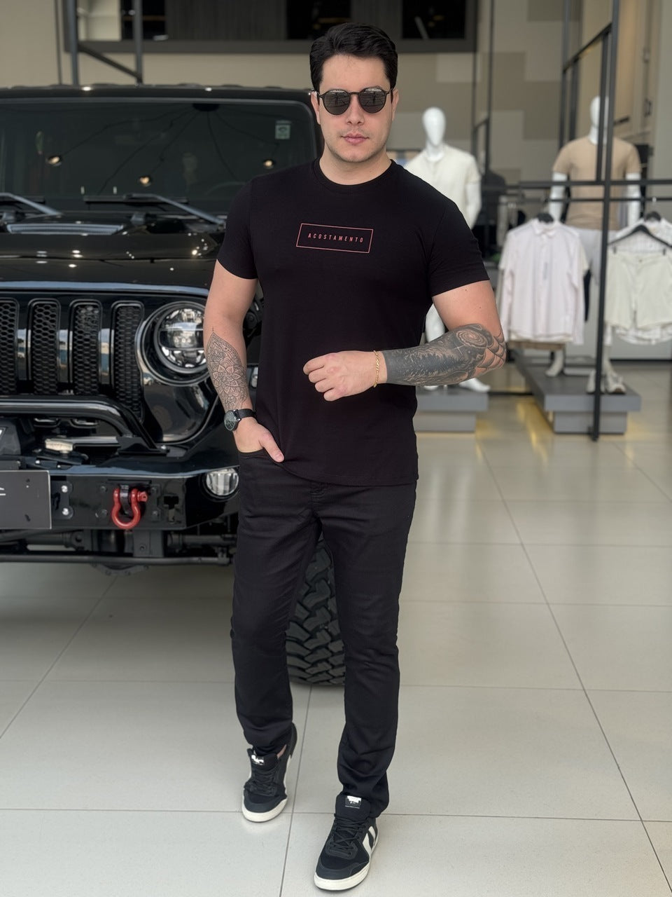 Camiseta Acostamento Black Elastano Masculino