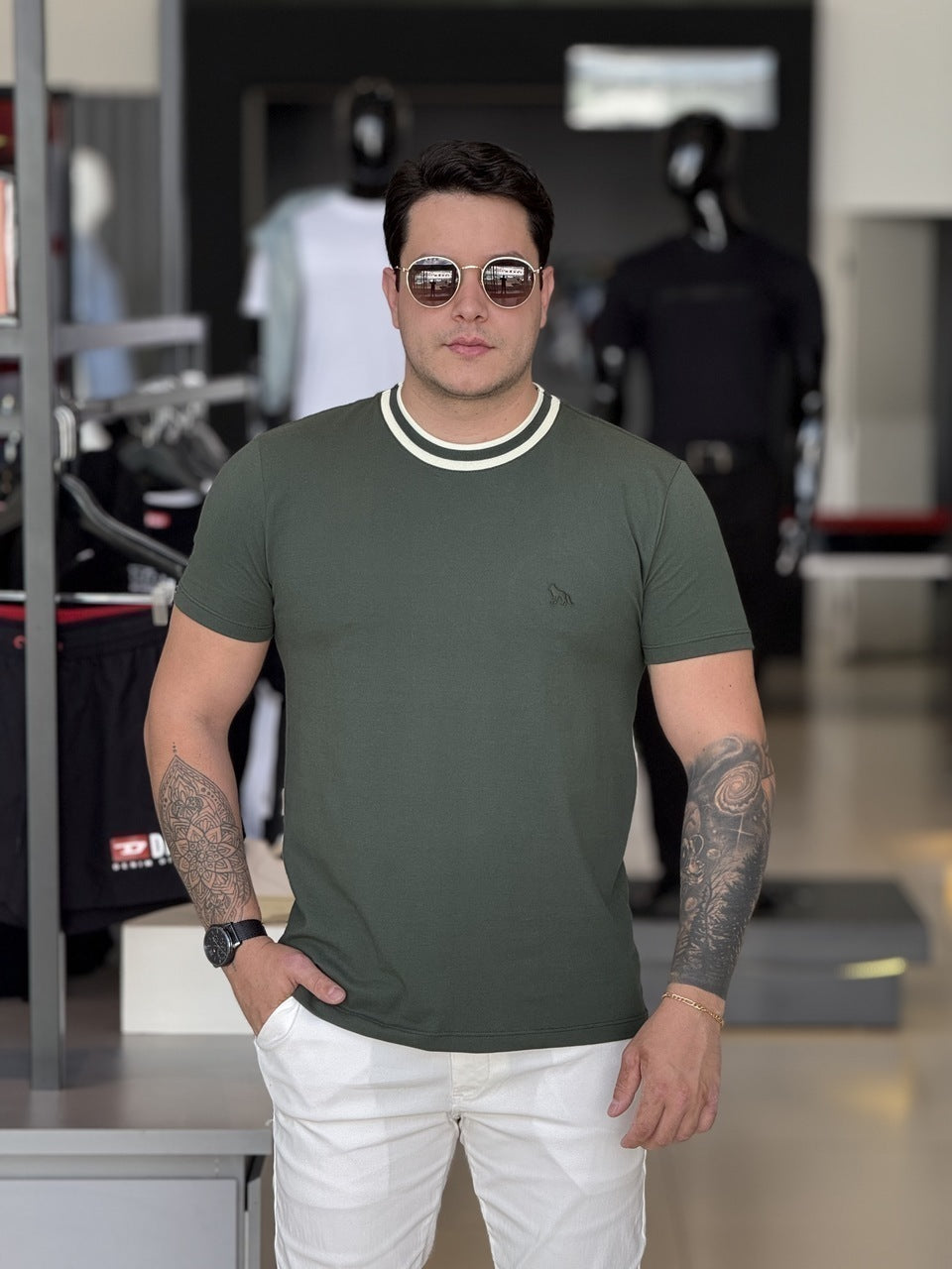 Camiseta Acostamento Casual Elastano Masculino