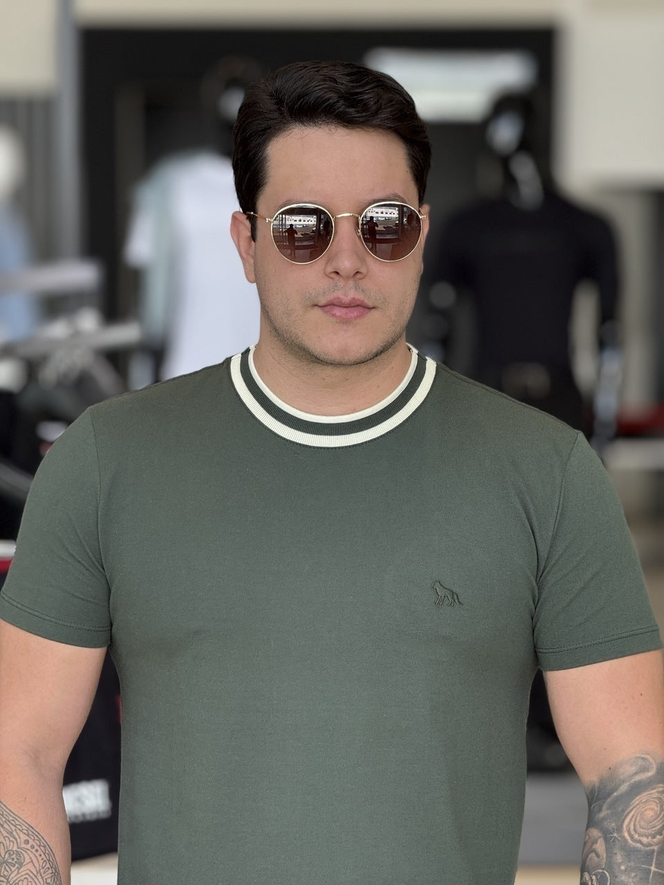 Camiseta Acostamento Casual Elastano Masculino