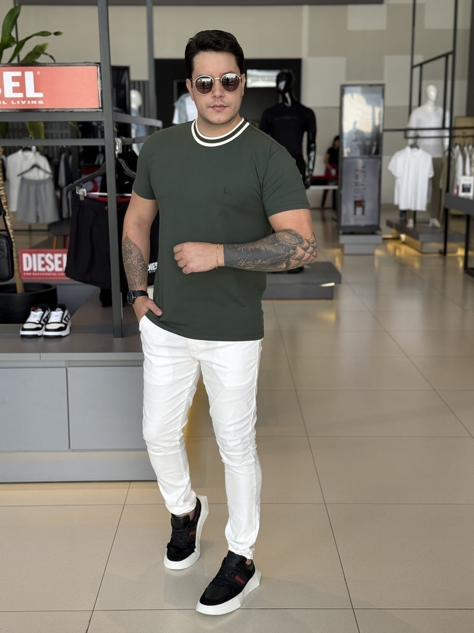 Camiseta Acostamento Casual Elastano Masculino