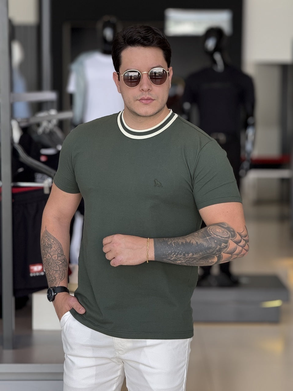 Camiseta Acostamento Casual Elastano Masculino