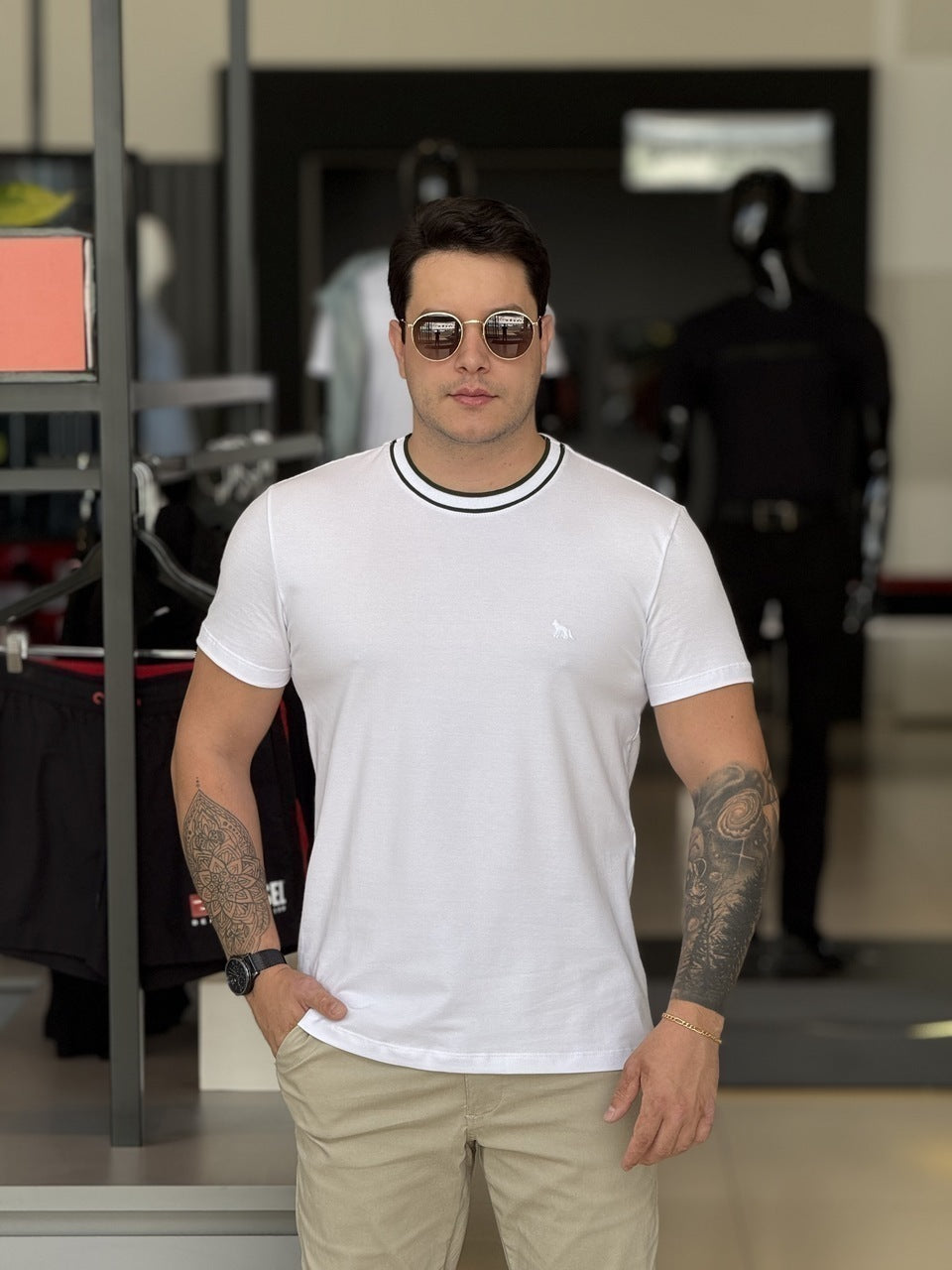 Camiseta Acostamento Casual Elastano Masculino