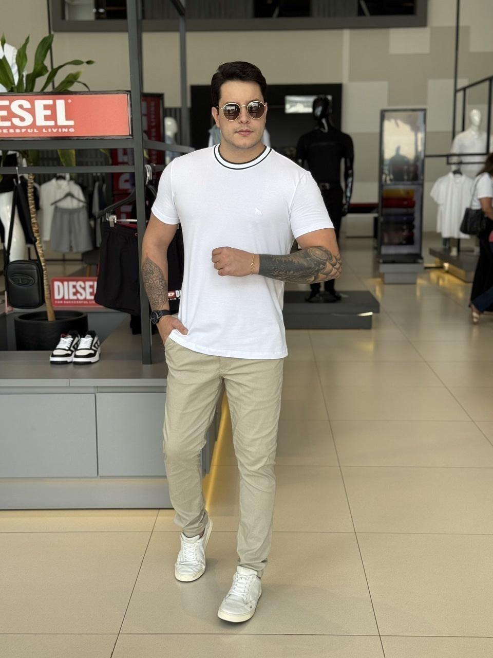Camiseta Acostamento Casual Elastano Masculino