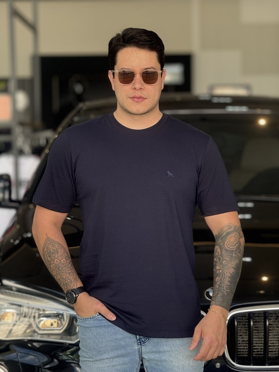 Camiseta Acostamento Lobo Bordado Masculino