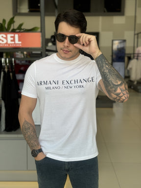 Camiseta Armani Exchange Slim Fit Milano / New York Estampado Masculino