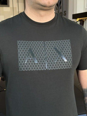 Camiseta Armani Exchange Slim Fit Detalhes Emborrachado Logo Assinatura Masculino