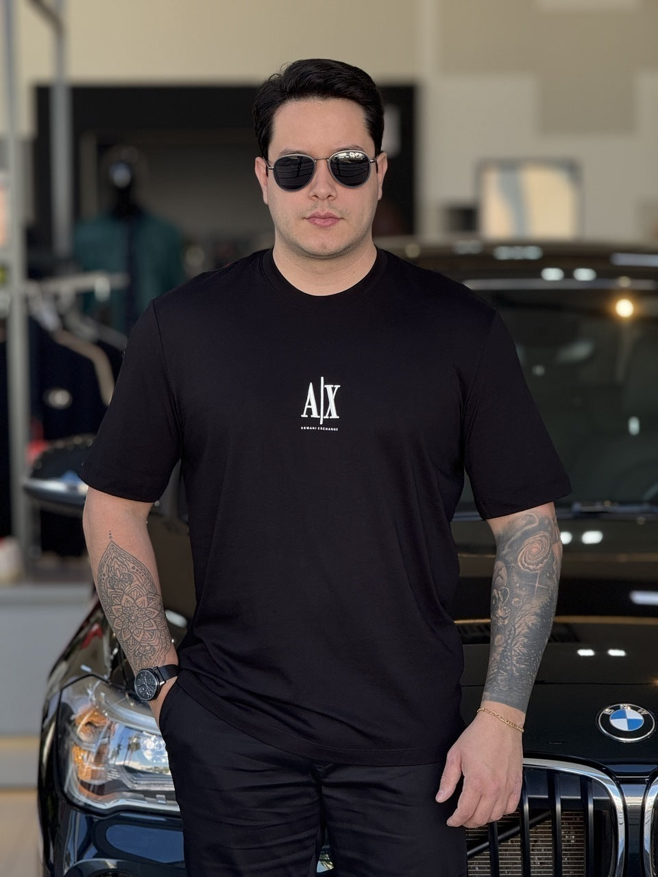 Camiseta Armani Exchange Regular Fit com Logo Bordado Masculino