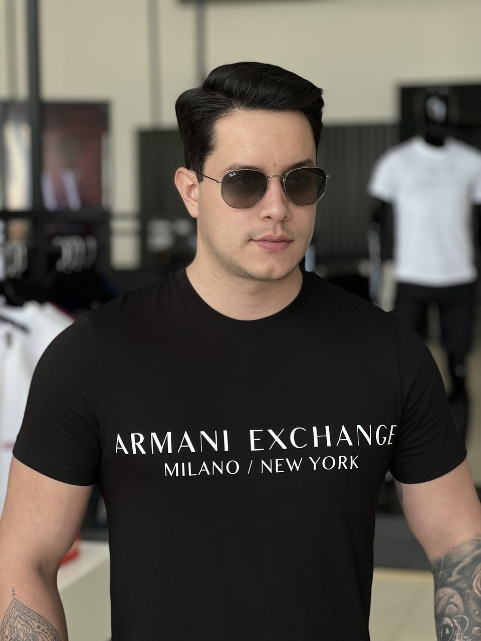 Camiseta Armani Exchange Slim Fit Milano / New York Estampado Masculino