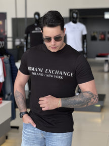Camiseta Armani Exchange Slim Fit Milano / New York Estampado Masculino