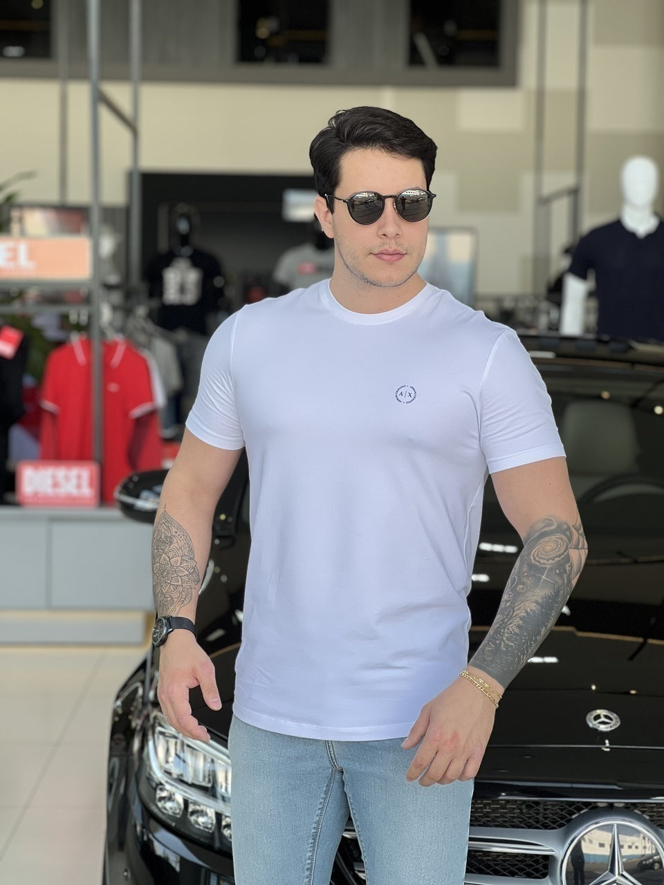 Camiseta Armani Exchange Slim Logo Relevo Masculino