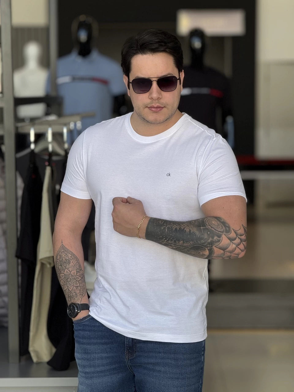 Camiseta Calvin Klein Básica Logo Emborrachado Masculino