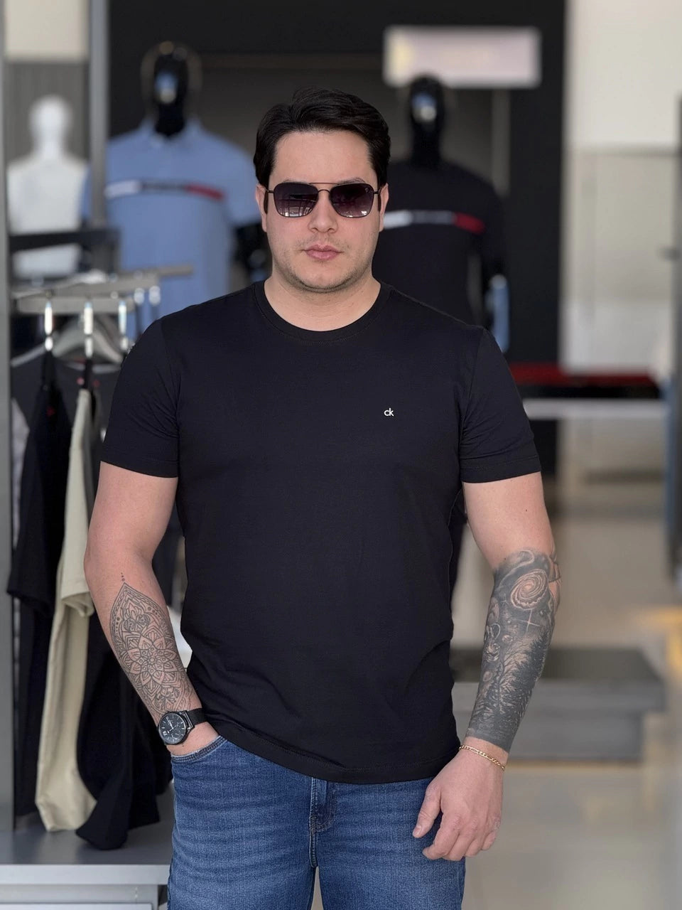 Camiseta Calvin Klein Básica Logo Emborrachado Masculino