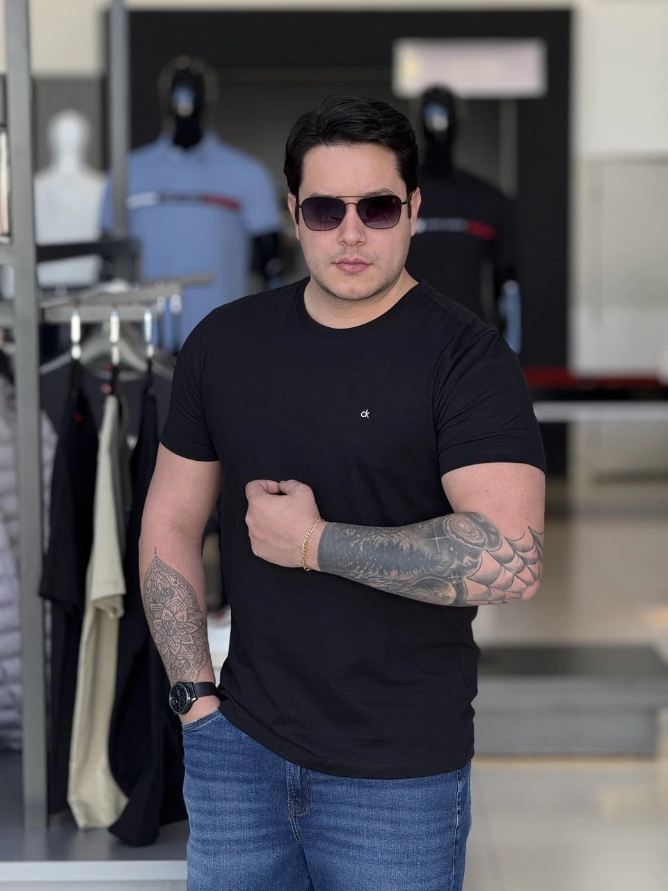 Camiseta Calvin Klein Básica Logo Emborrachado Masculino