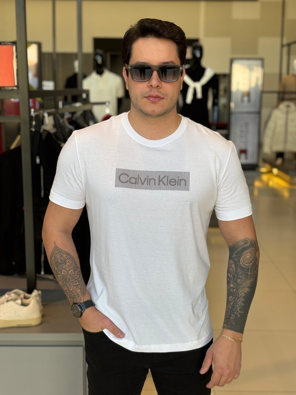Camiseta Calvin klein Box Striped Masculino