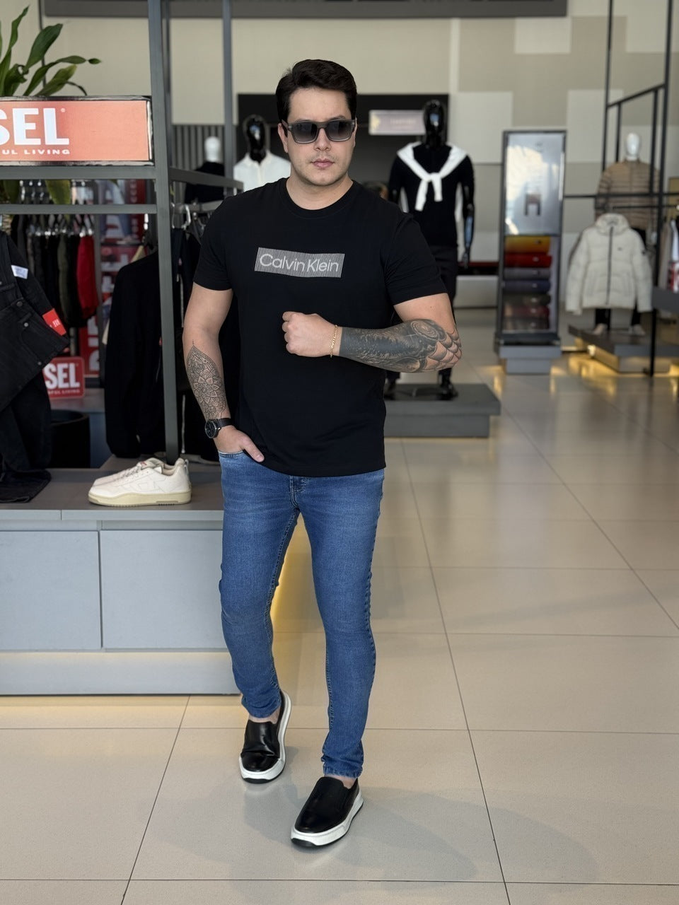 Camiseta Calvin klein Box Striped Masculino