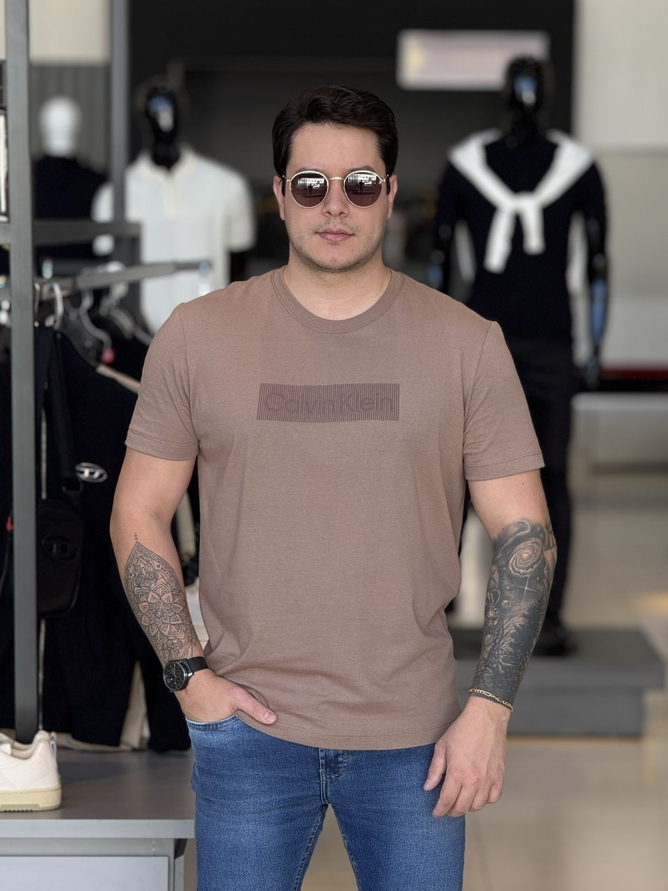 Camiseta Calvin klein Box Striped Masculino