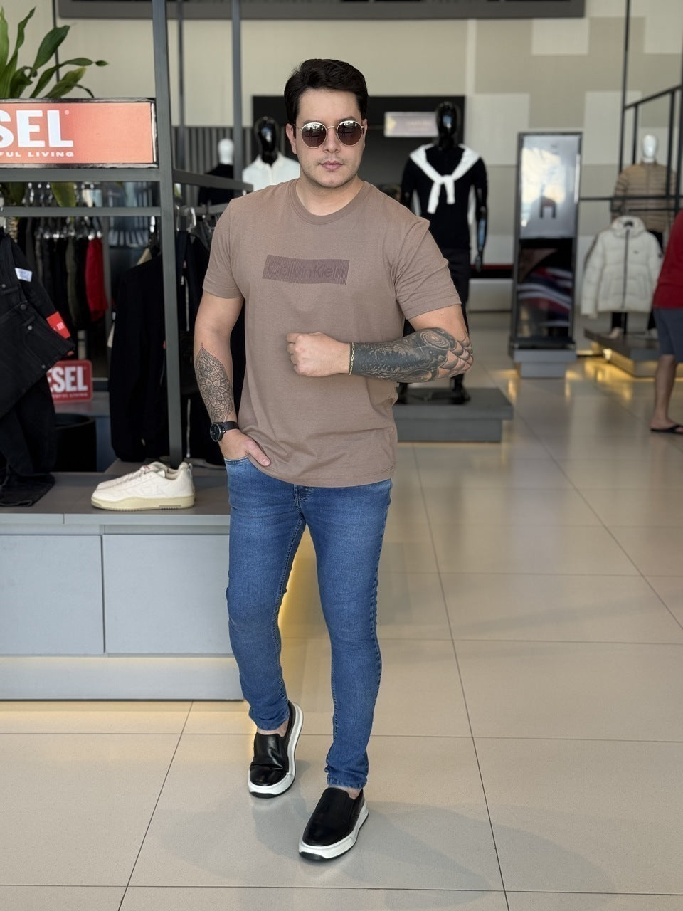 Camiseta Calvin klein Box Striped Masculino
