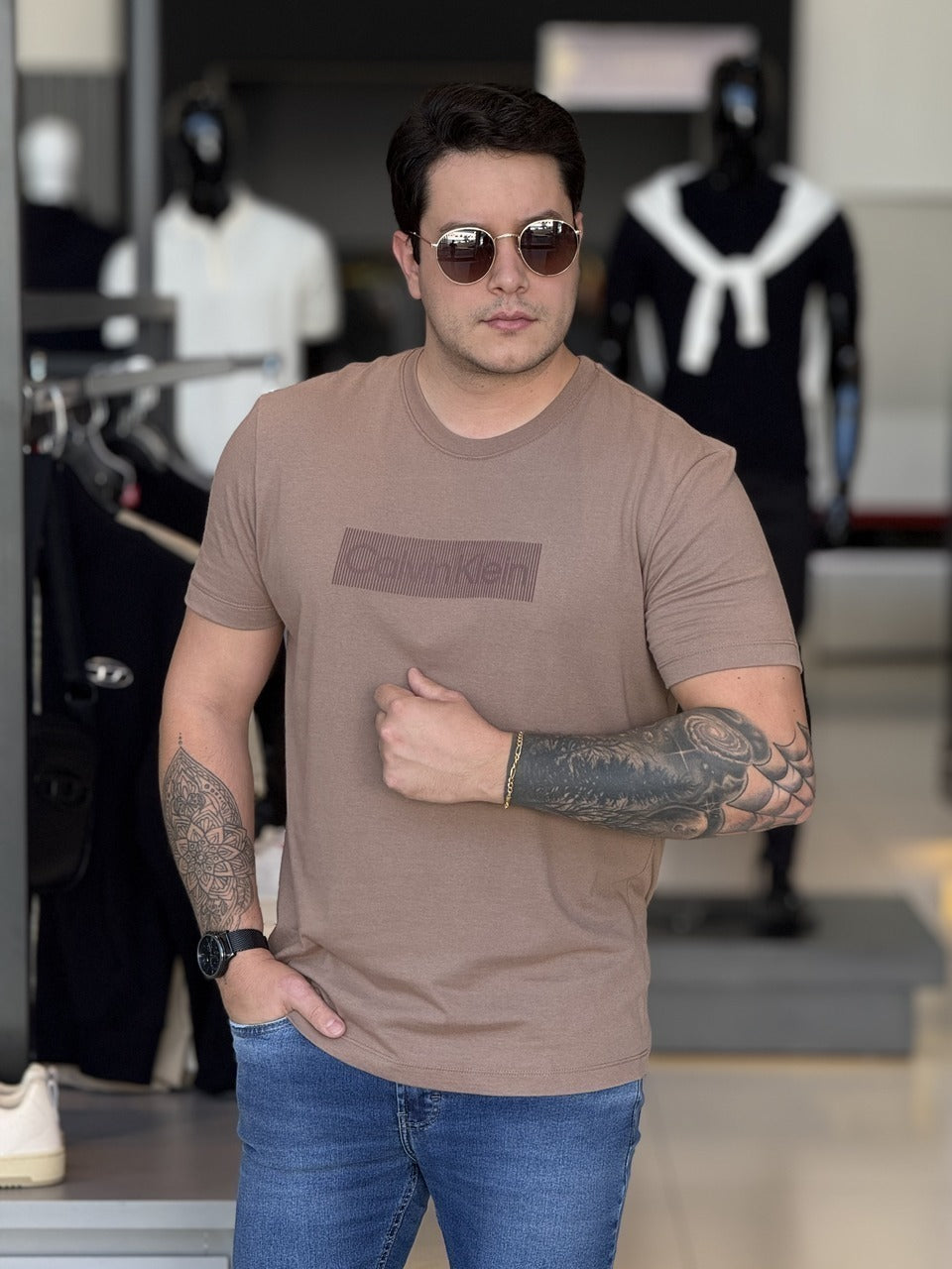 Camiseta Calvin klein Box Striped Masculino
