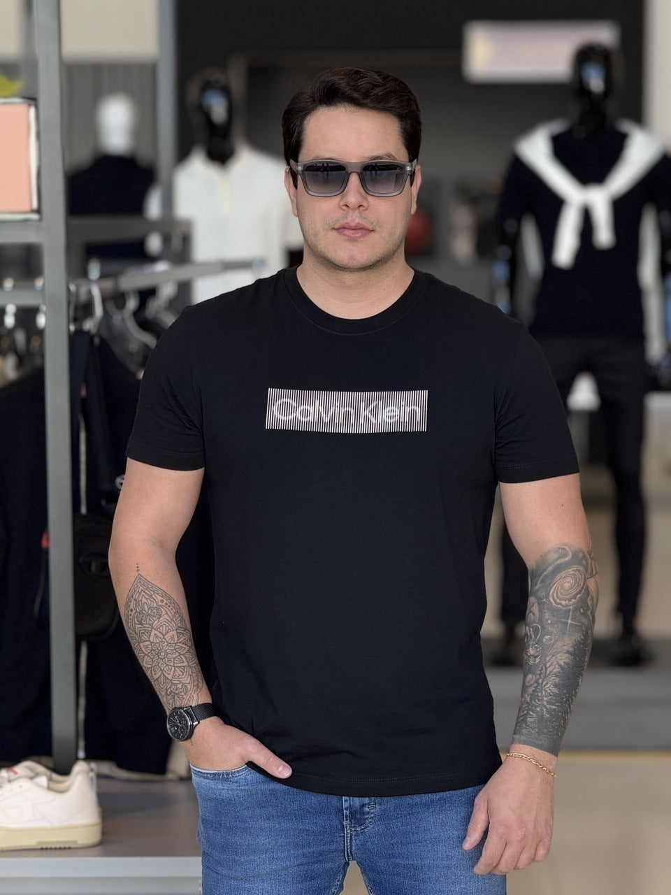 Camiseta Calvin klein Box Striped Masculino