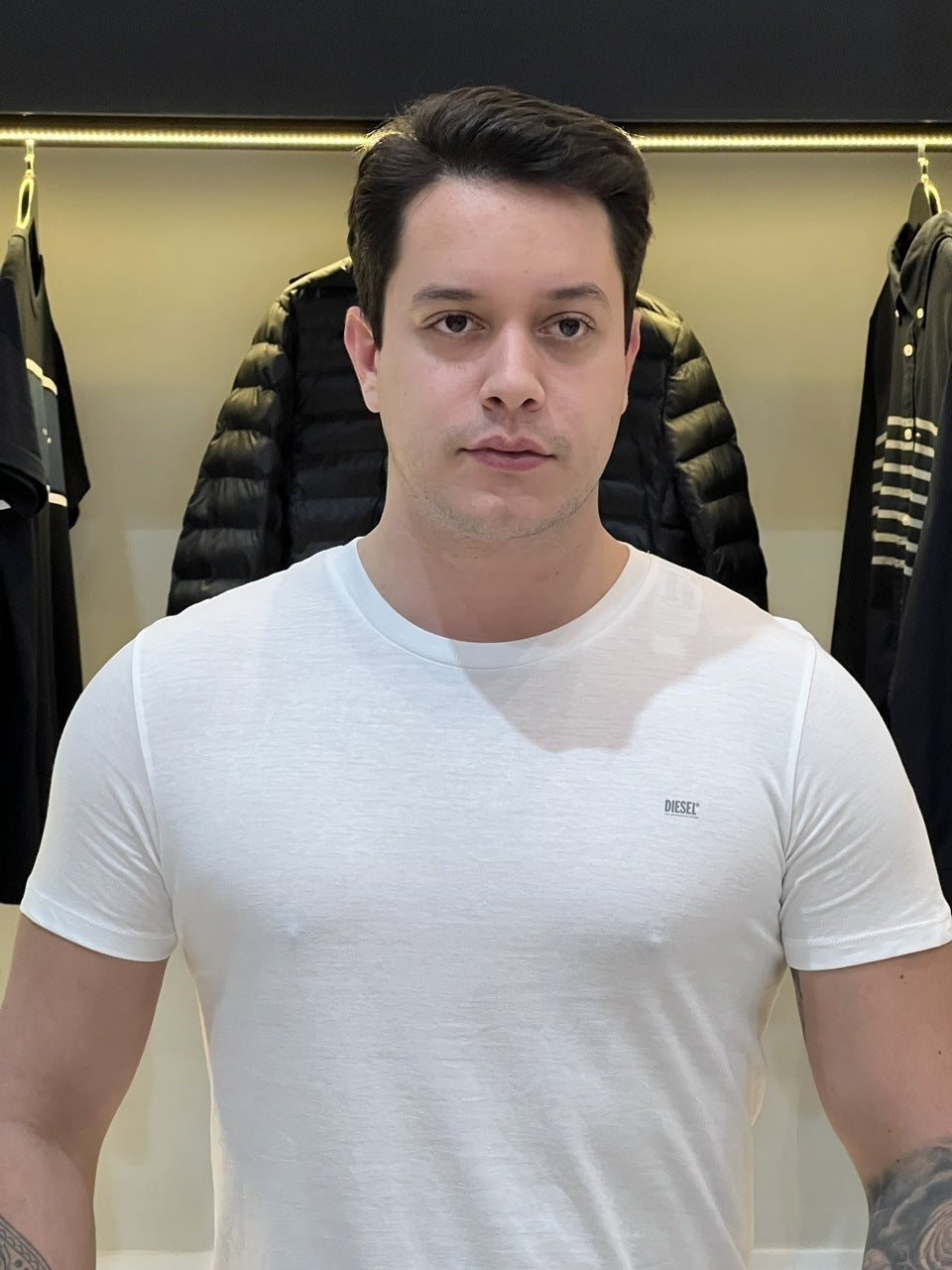 Kit 2 Camiseta Diesel Umtee-Randal-Tube Kit com 2 Peças Masculino Branco e Preto