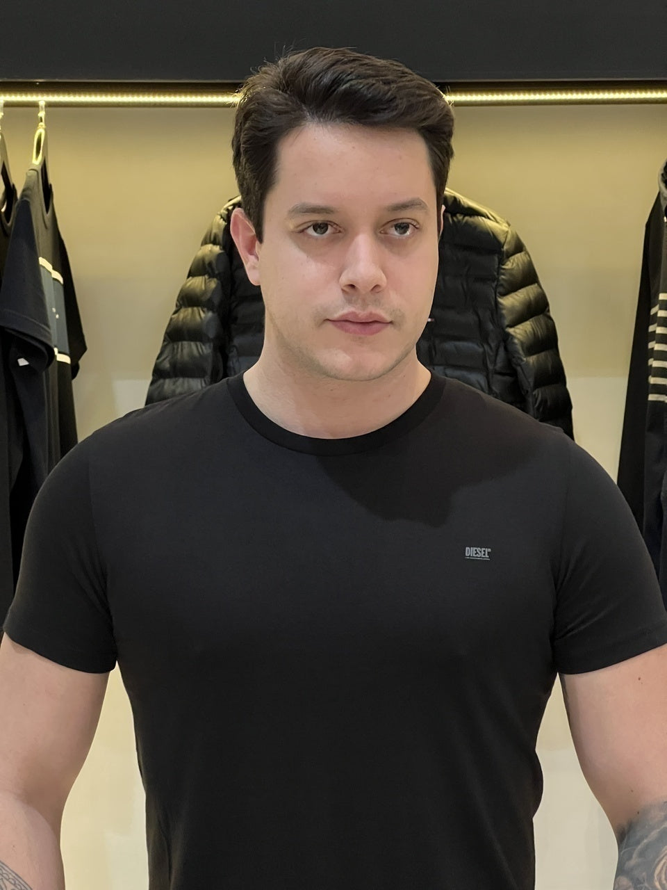 Kit 2 Camiseta Diesel Umtee-Randal-Tube Kit com 2 Peças Masculino Branco e Preto
