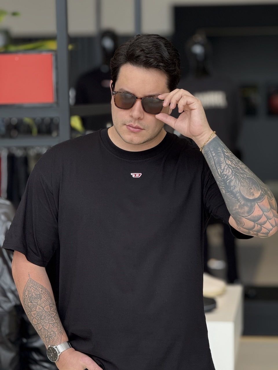 Camiseta Diesel T-Boxt-D Oversized Logo Bordado Masculino