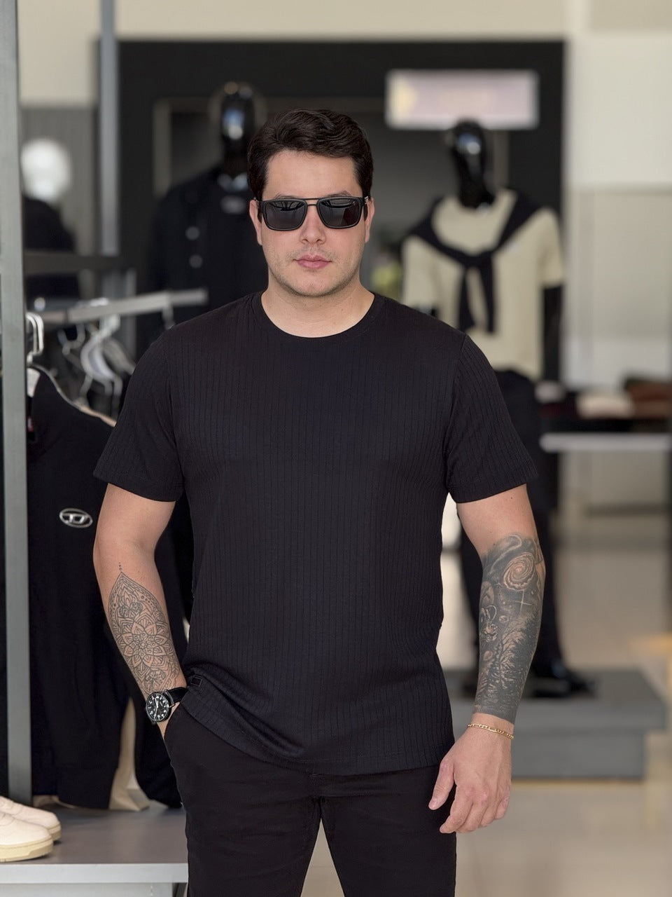 Camiseta Impire Regular Listras Textura Masculino