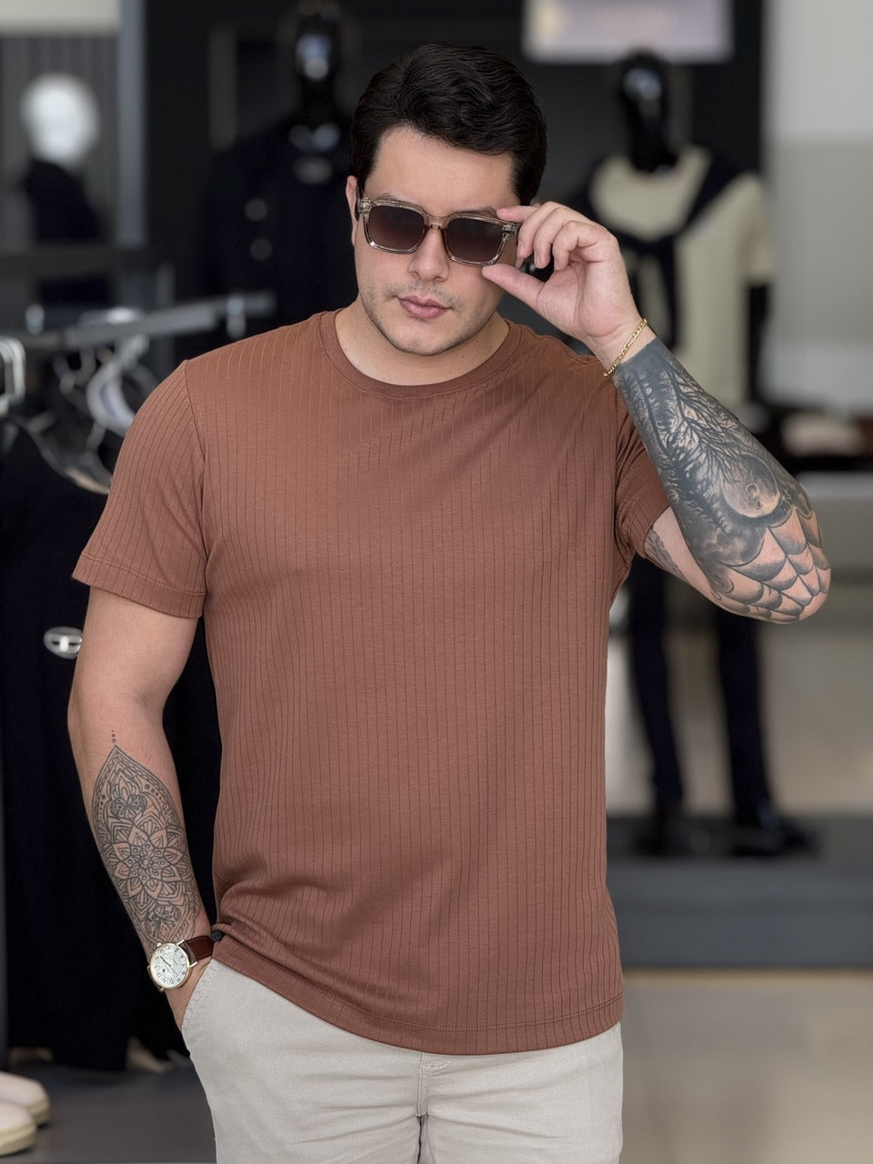 Camiseta Impire Regular Listras Textura Masculino