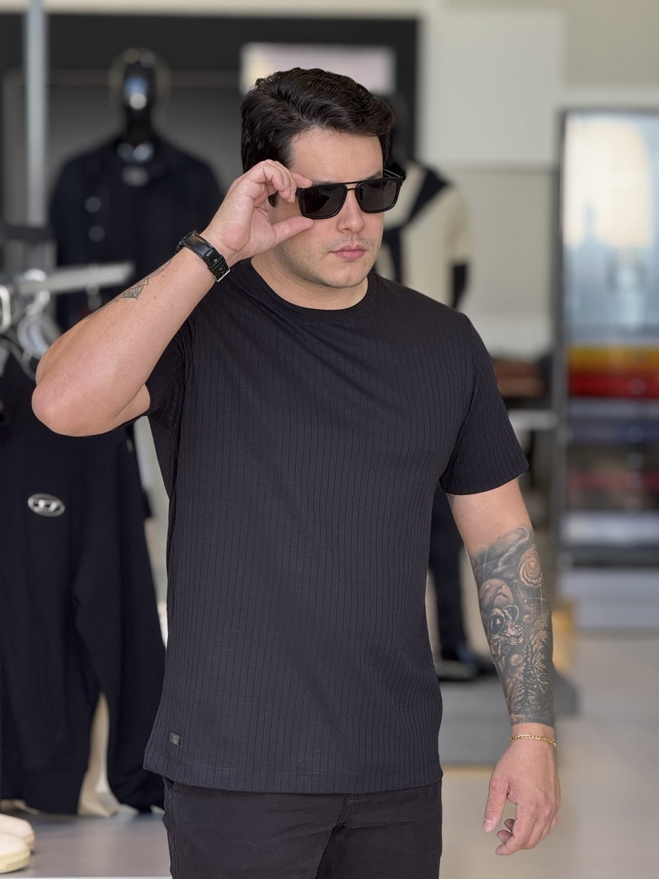 Camiseta Impire Regular Listras Textura Masculino