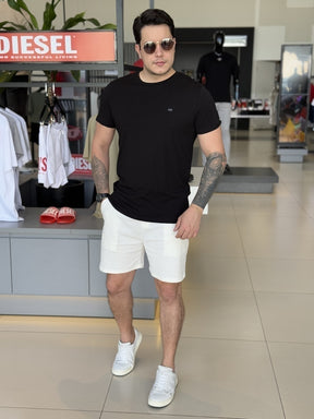 Kit Camiseta Diesel com 3 Peças Masculino Branco/Cinza e Preto