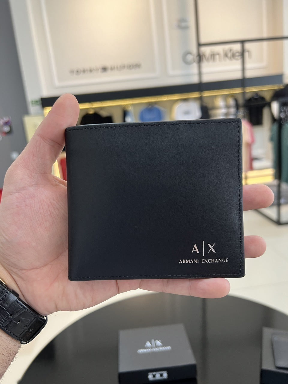Carteira Armani Exchange em Couro Masculino Preto