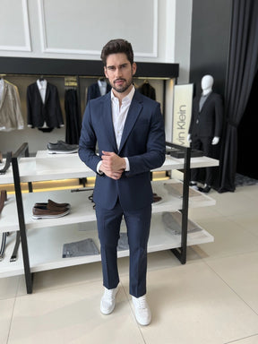 Costume Calvin Klein Essentials Slim Abotoamento Simples Masculino Marinho