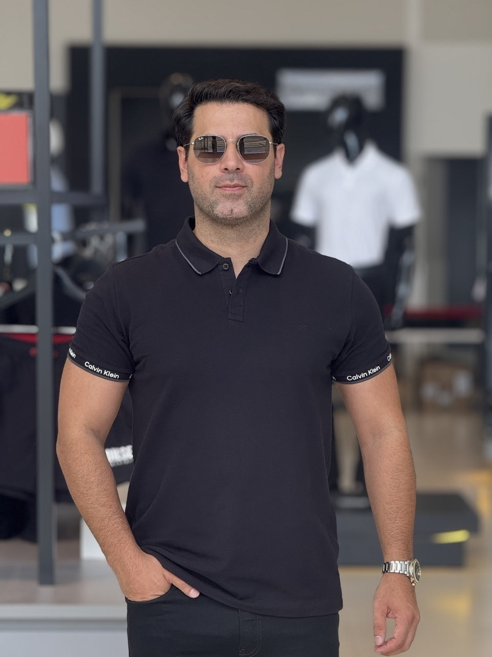 Polo Calvin Klein Slim Fit Logo Punho Masculino