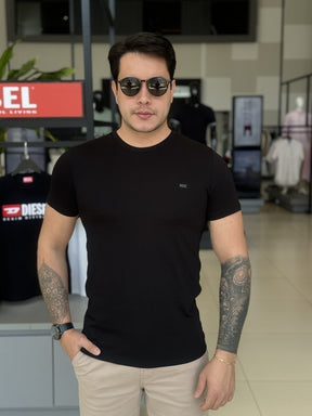 Kit Camiseta Diesel com 2 Peças Masculino Preto e Cinza Escuro