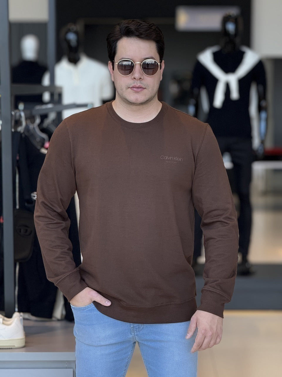 Blusão Calvin Klein Moletom Logo CK NY Masculino