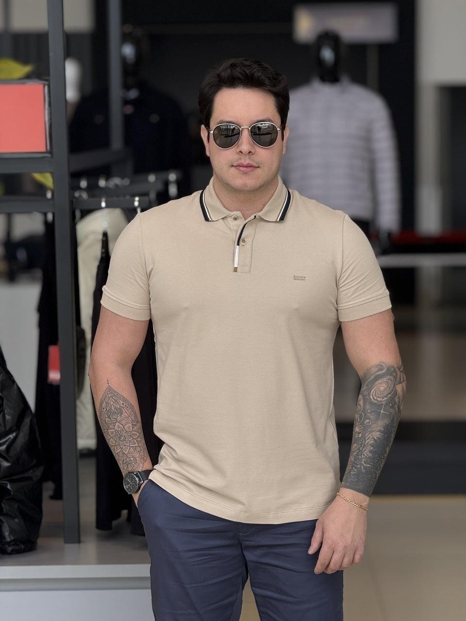 Polo Acostamento Casual Masculino
