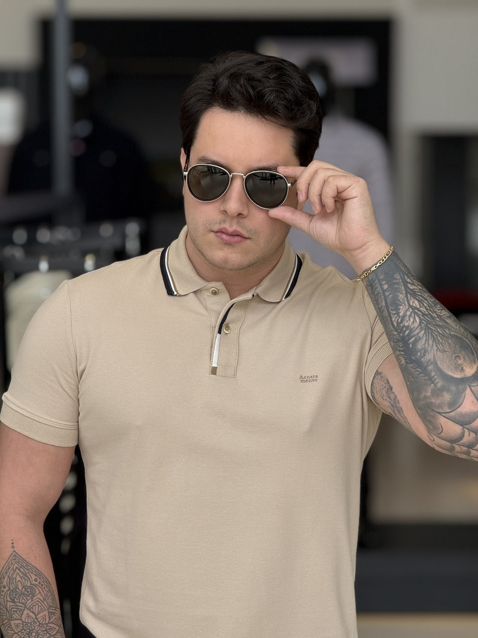 Polo Acostamento Casual Masculino
