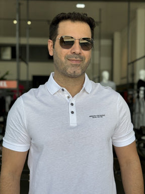 Polo Armani Exchange Lettering Assinatura no Peito Masculino