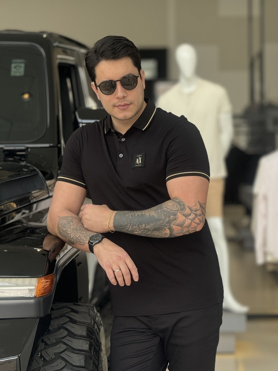 Polo Armani Exchange Friso na Gola Masculino