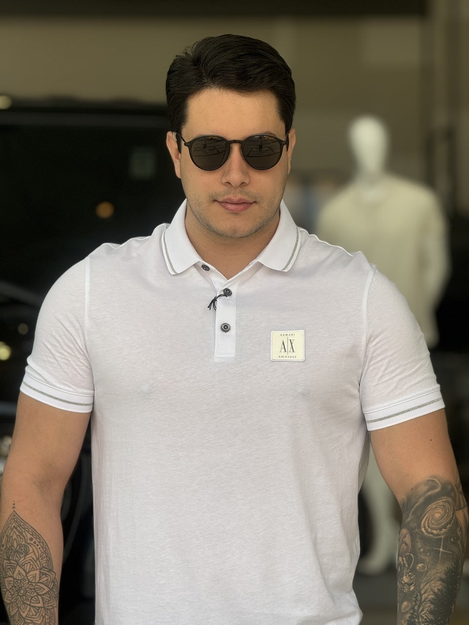 Polo Armani Exchange Friso na Gola Masculino