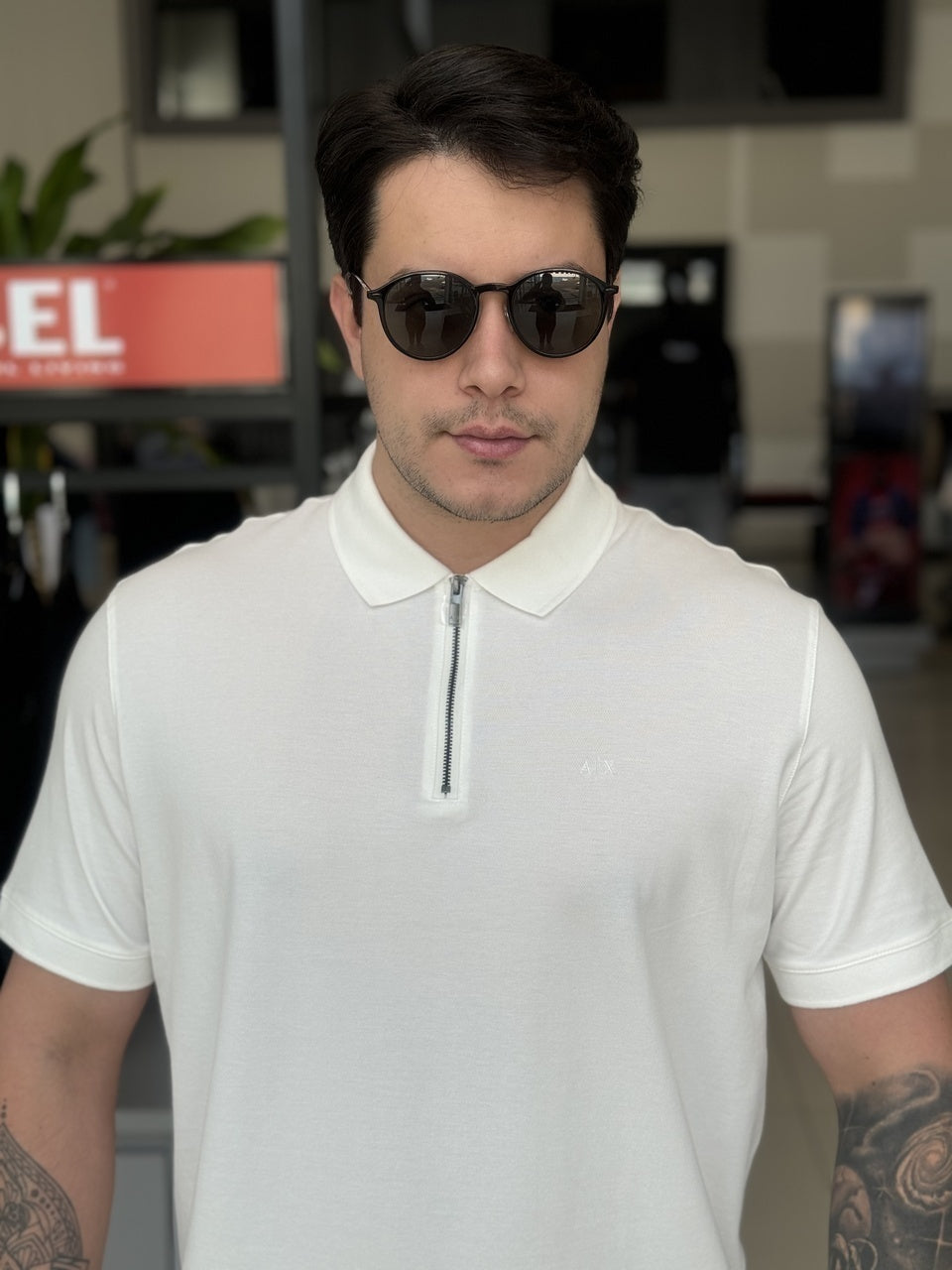 Polo Armani Exchange com Zíper Masculino