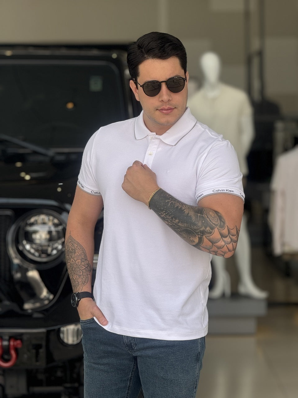 Polo Calvin Klein Slim Fit Logo Punho Masculino