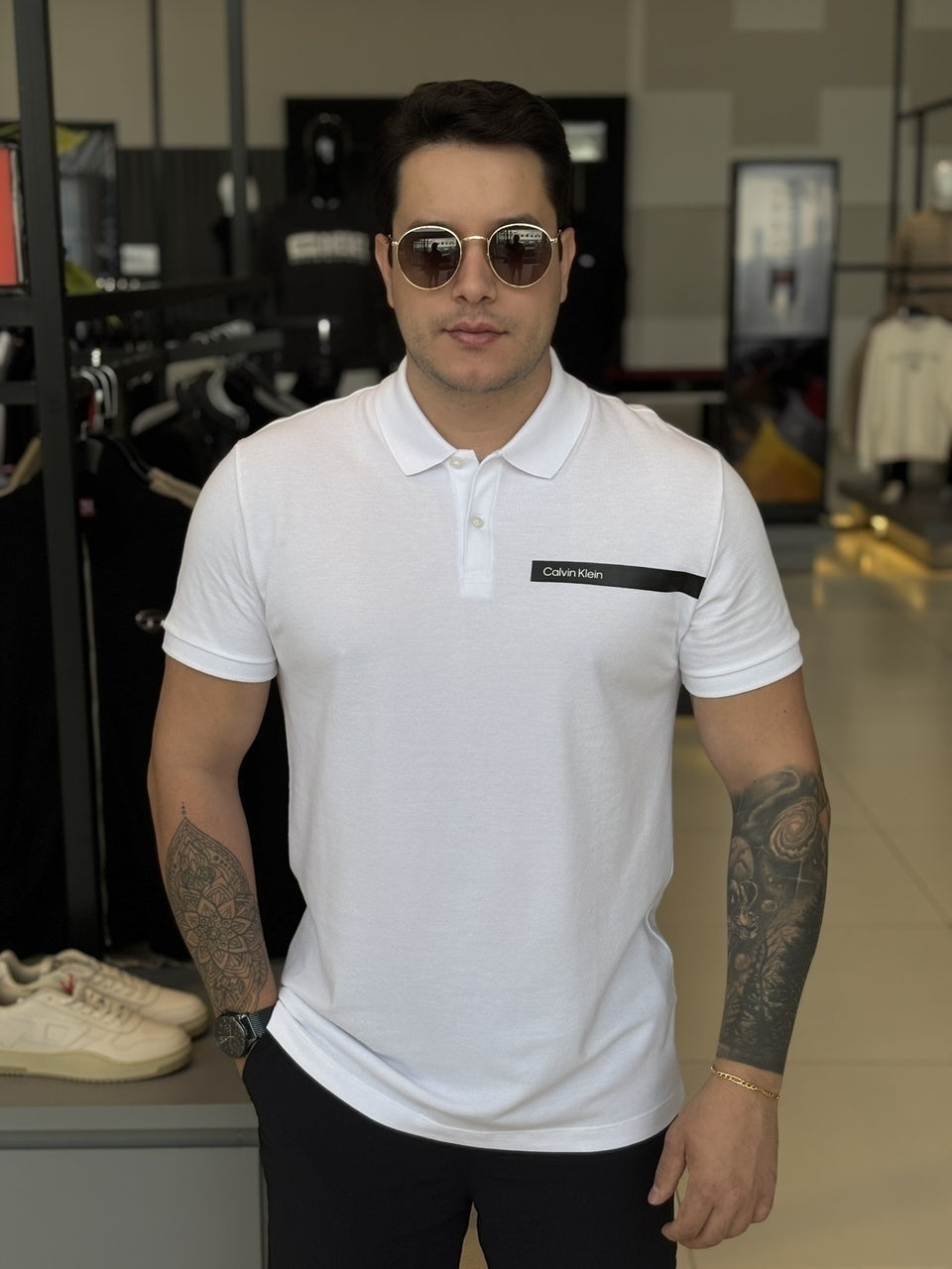 Polo Calvin Klein Slim Fit Palito Gel Masculino