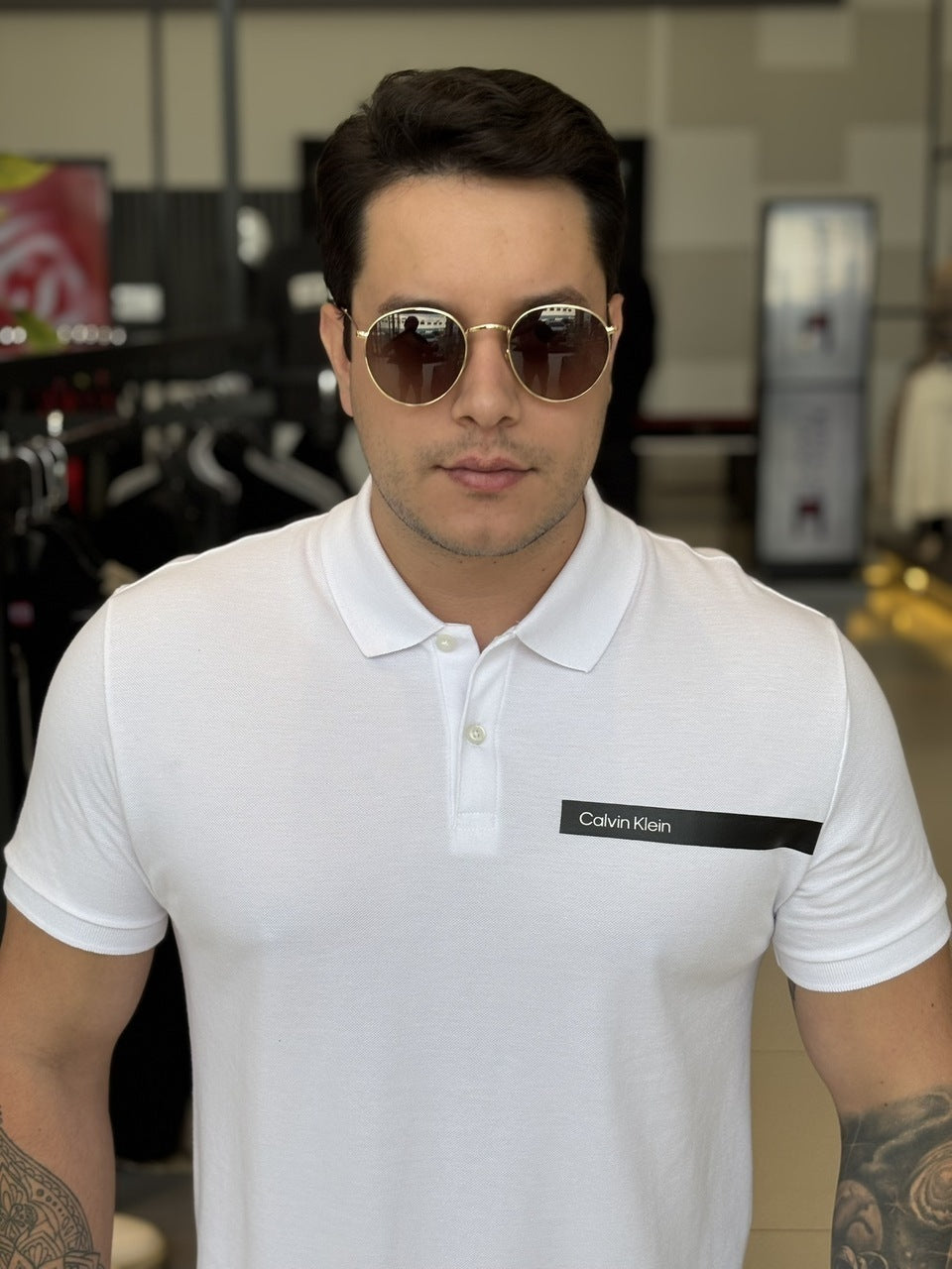 Polo Calvin Klein Slim Fit Palito Gel Masculino