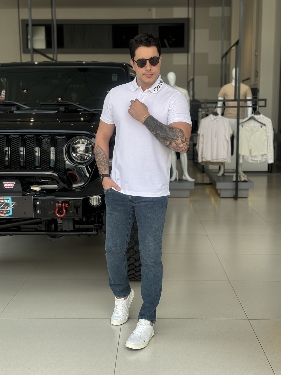 Polo Calvin Klein Logo Gola Masculino